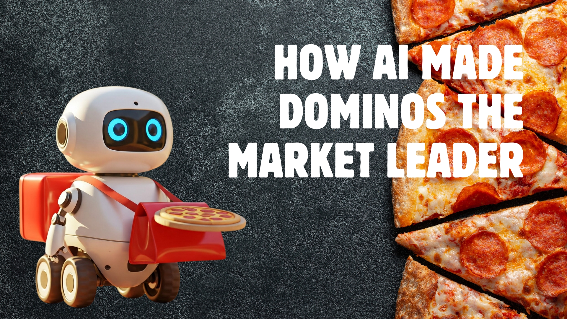 AI robot delivering pizza against a pizza background